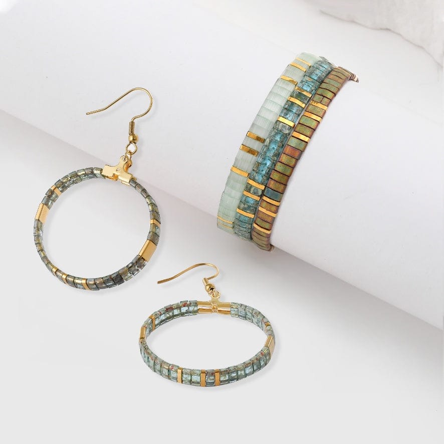 Coffret Cadeau Luna (Parure et boucles d'oreilles Luna) - beads bracelet fait main en perles Miyuki par Køss Design