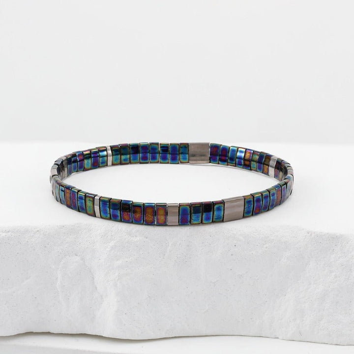 Parure Aurea - détail des couleurs et motifs en perles Miyuki Tila