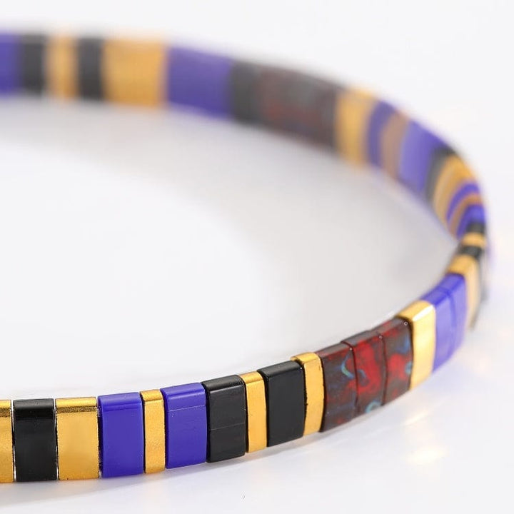 Parure Aurore - détail des couleurs et motifs en perles Miyuki Tila