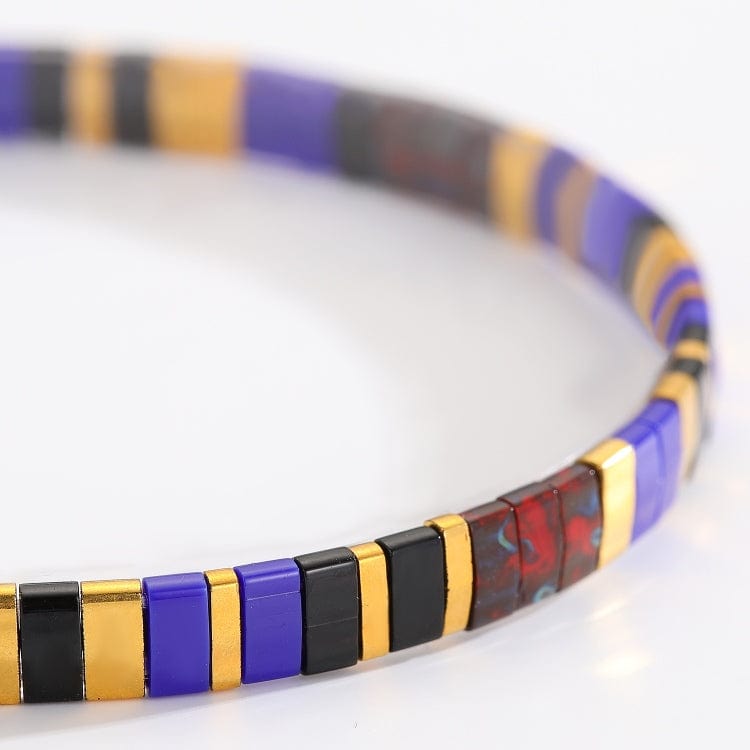 Parure Aurore - détail des couleurs et motifs en perles Miyuki Tila