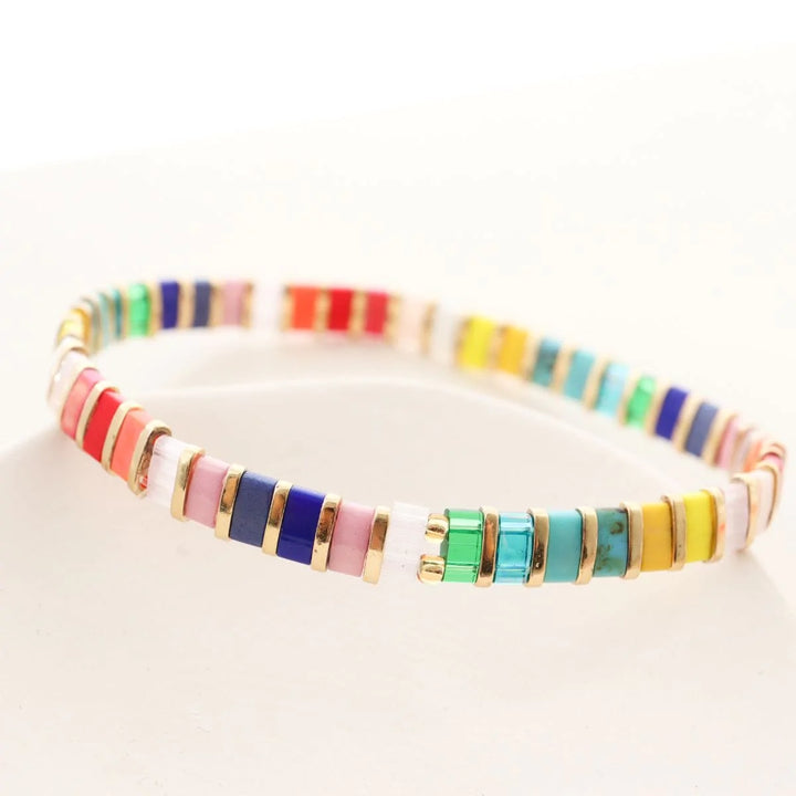 Parure Azur - bracelet en perles Miyuki porté au poignet