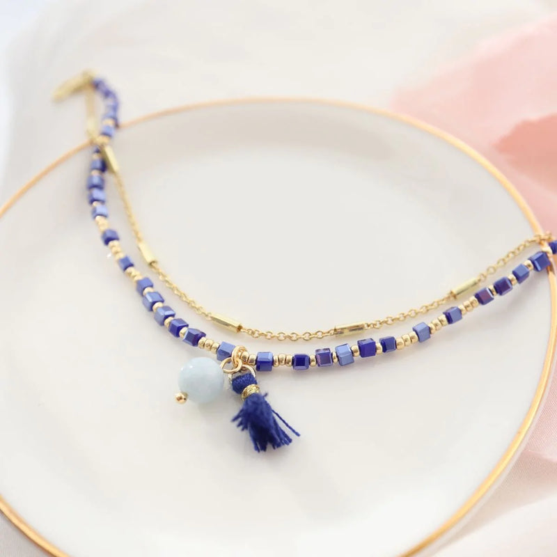 Parure Fidji - détail des couleurs et motifs en perles Miyuki Tila