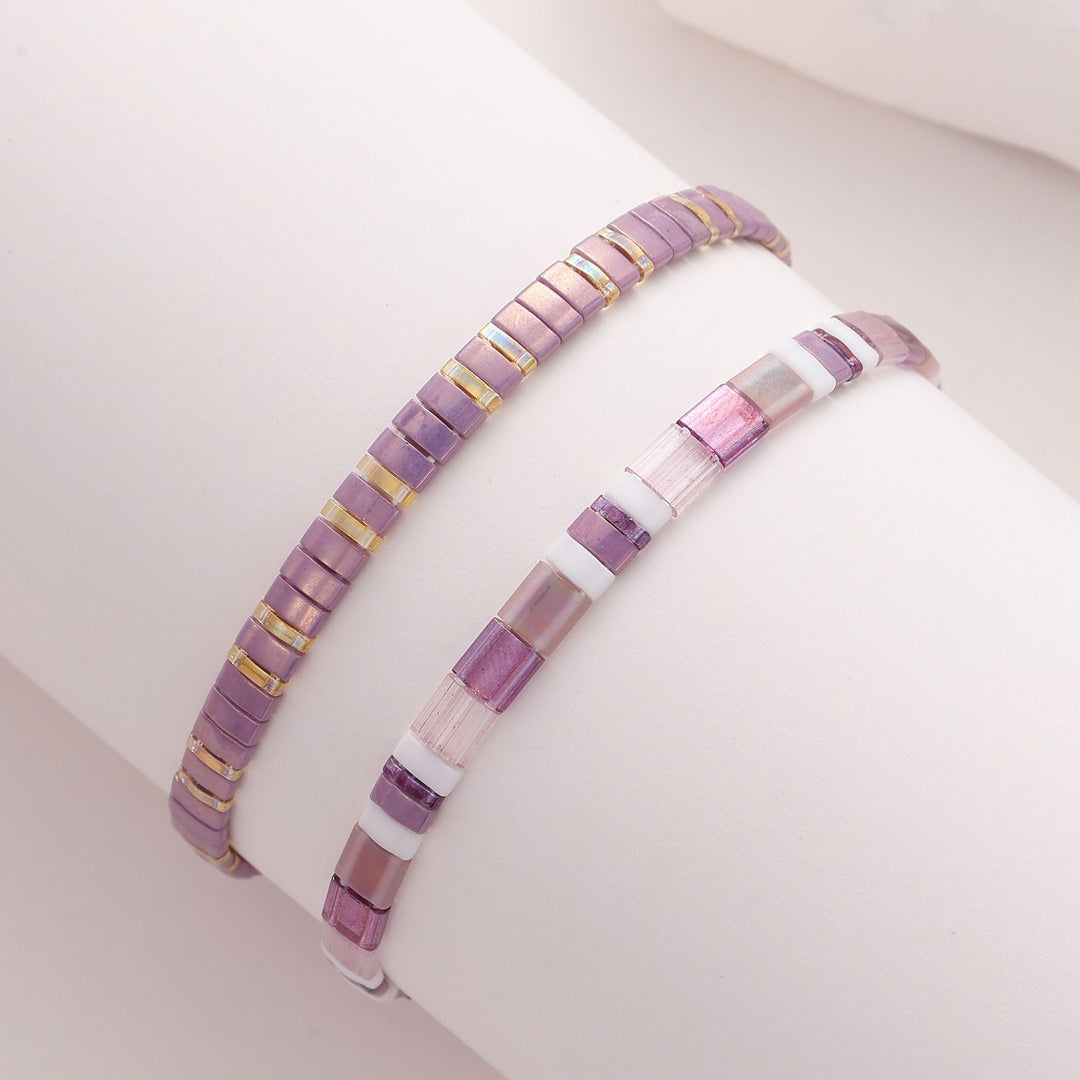 Parure Lavande - Bracelets de perles - bracelet de perles colorées fait main en perles Miyuki par Køss Design