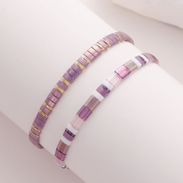 Parure Lavande - Bracelets de perles - bracelet de perles colorées fait main en perles Miyuki par Køss Design