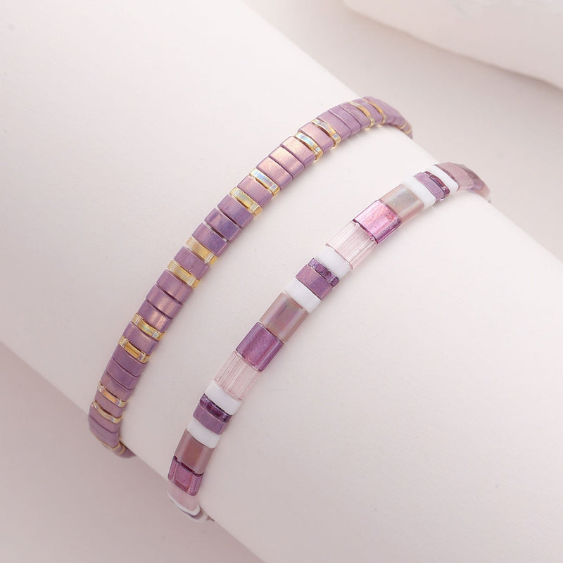 Parure Lavande - Bracelets de perles - bracelet de perles colorées fait main en perles Miyuki par Køss Design