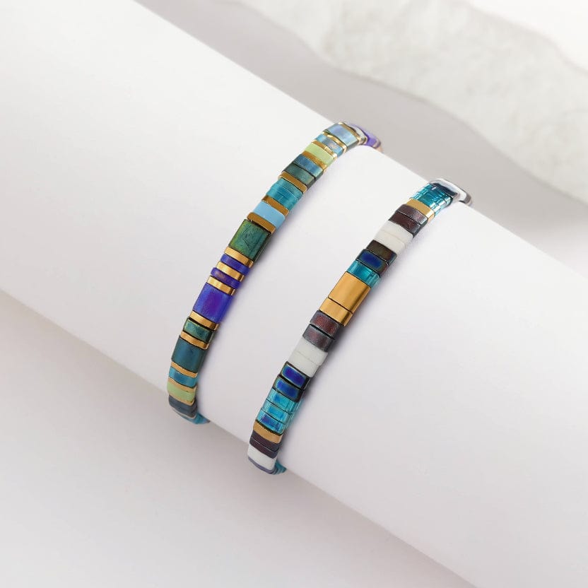 Parure Tindra - Bracelets de perles - bracelets perles plates fait main en perles Miyuki par Køss Design