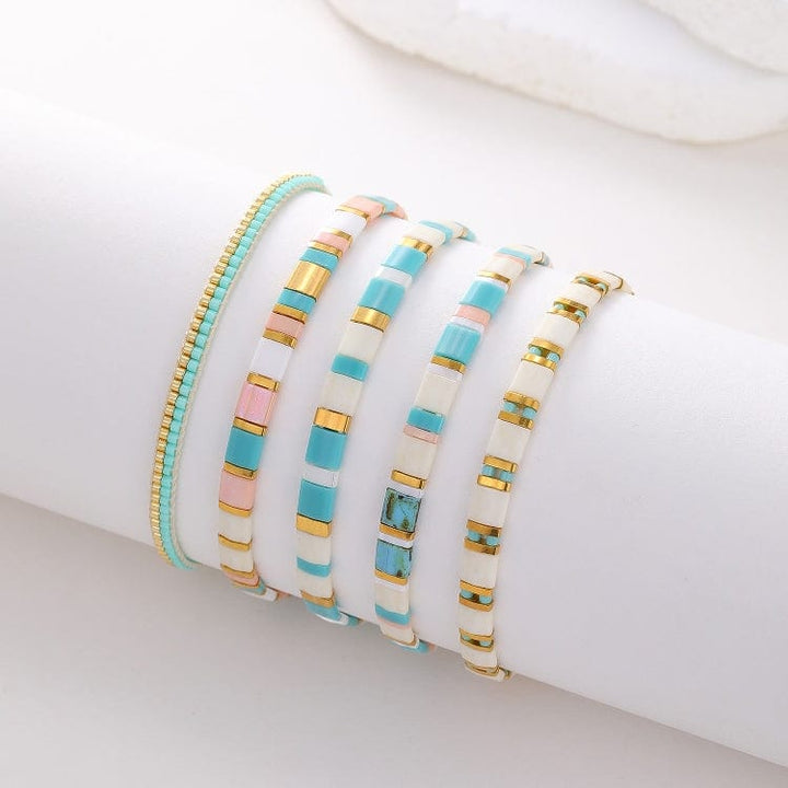 Parure Aurora - Bracelets de perles - bracelets perles plates fait main en perles Miyuki par Køss Design