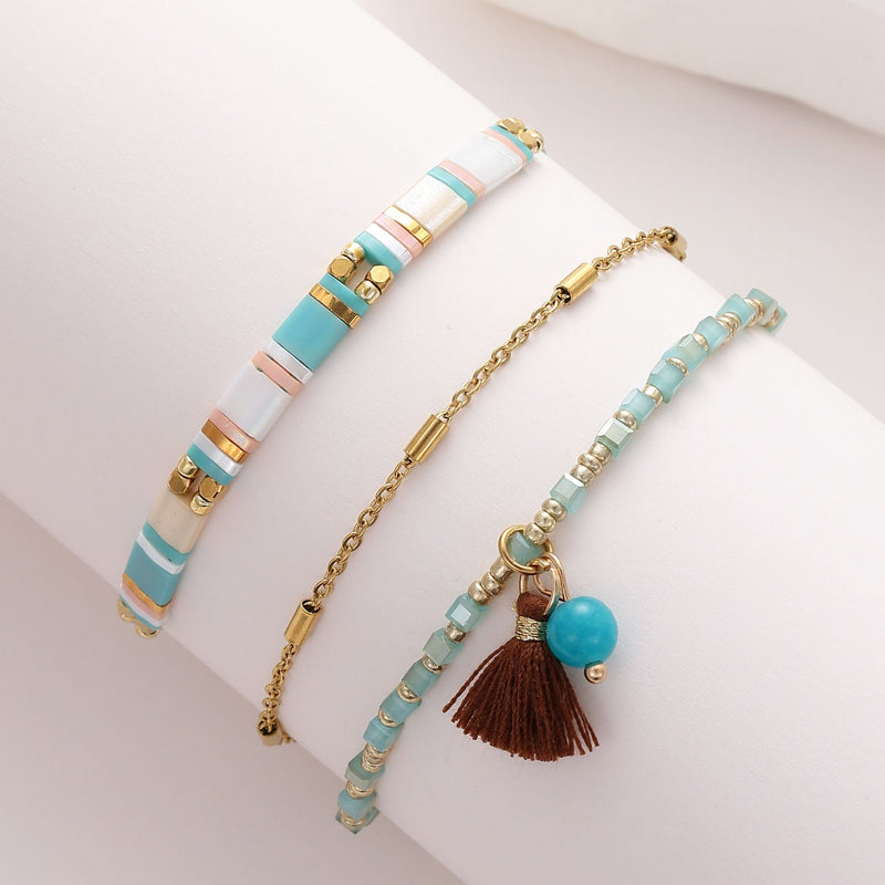 Parure Jade - Bracelets de perles - bracelet de perles fait main en perles Miyuki par Køss Design