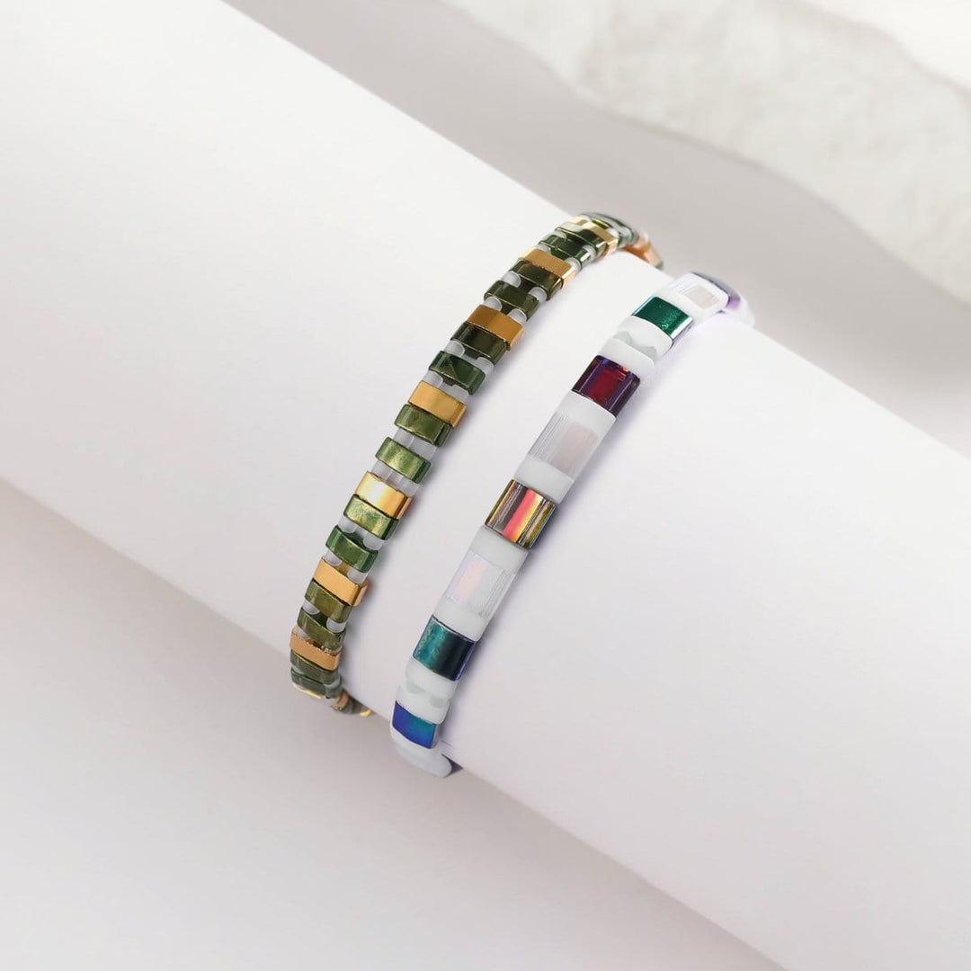 Parure Petra - Bracelets de perles - bracelets perles plates fait main en perles Miyuki par Køss Design