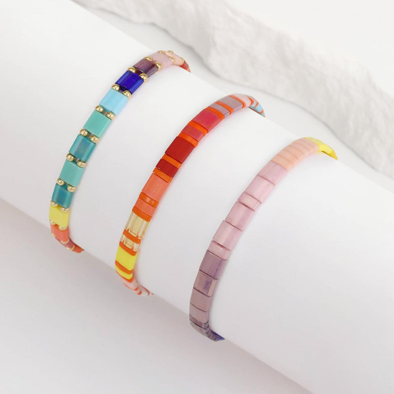 Parure Chamarel - Bracelet de perles - bracelets perles plates fait main en perles Miyuki par Køss Design