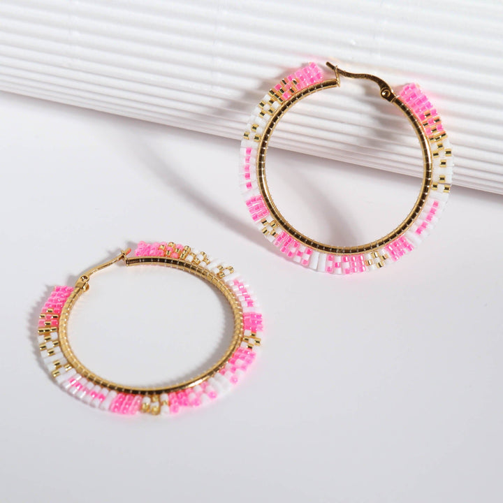 Rosa - Boucles d'oreilles - earring fait main en perles Miyuki par Køss Design