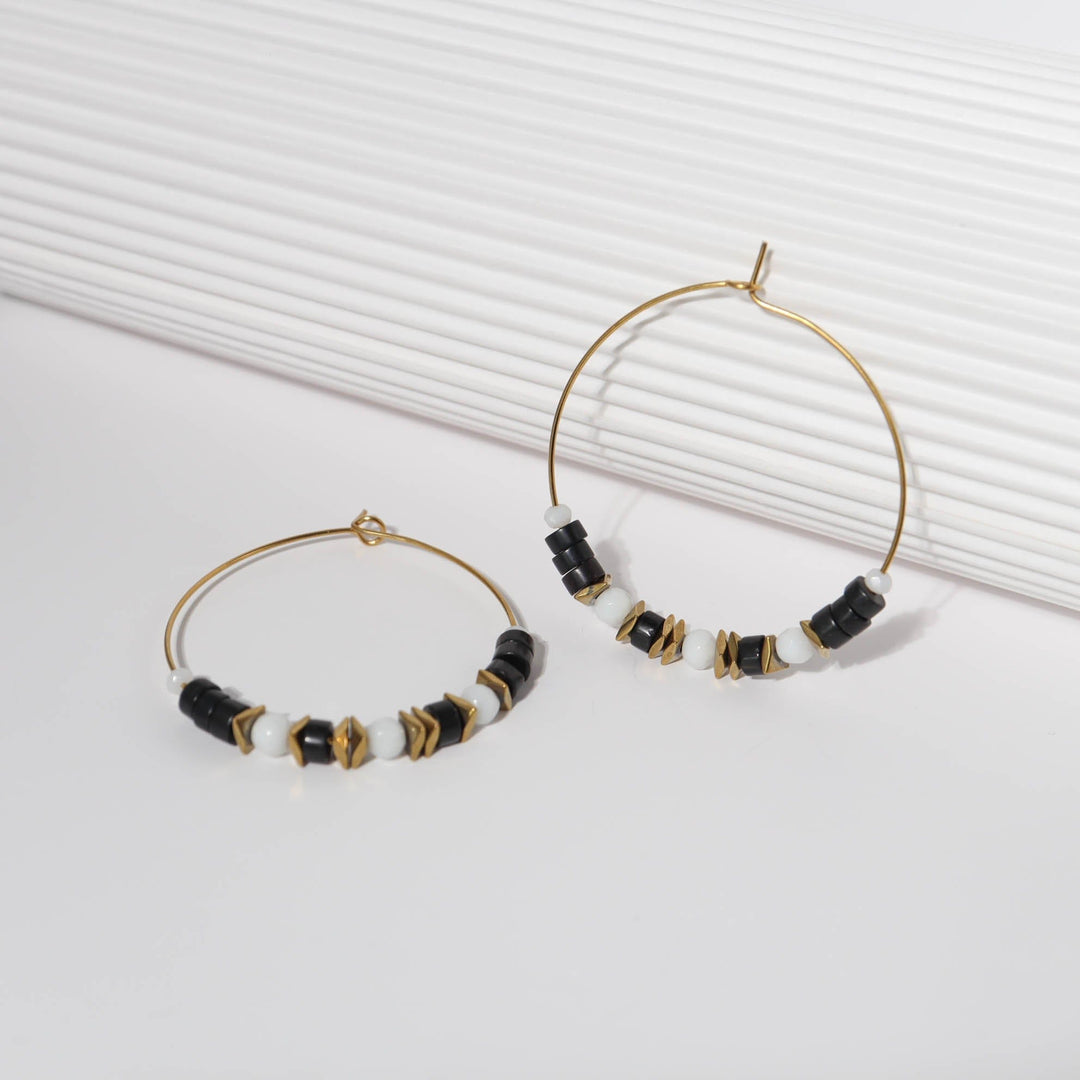 Shade - Boucles d'oreilles créoles - earring fait main en perles Miyuki par Køss Design