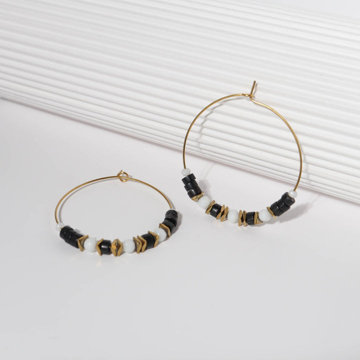 Shade - Boucles d'oreilles créoles - earring fait main en perles Miyuki par Køss Design