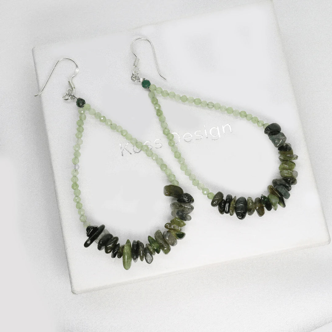 Sophie - Boucles d'oreilles Malachite - earring fait main en perles Miyuki par Køss Design