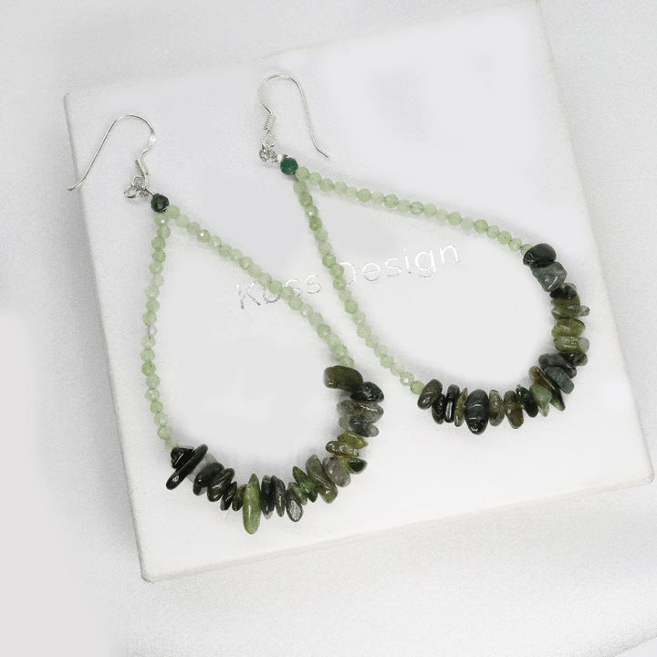 Sophie - Boucles d'oreilles Malachite - earring fait main en perles Miyuki par Køss Design