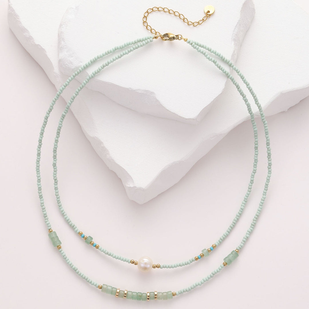 Jade - Collier de pierres - necklace fait main en perles Miyuki par Køss Design
