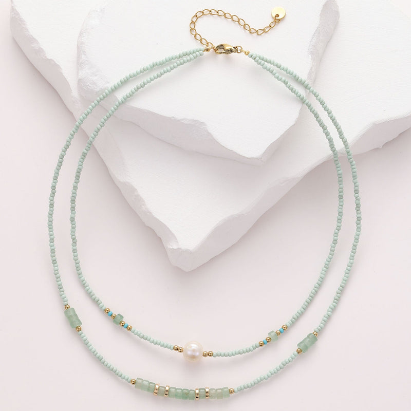 Jade - Collier de pierres - necklace fait main en perles Miyuki par Køss Design