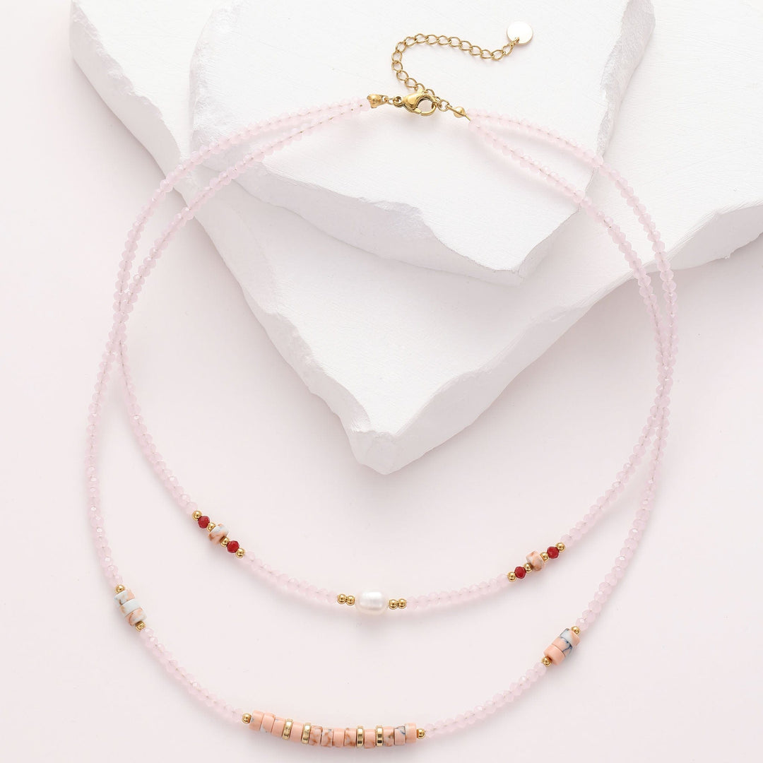 Rose - Collier de pierres - necklace fait main en perles Miyuki par Køss Design
